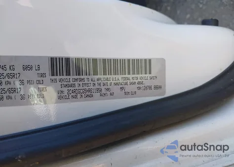 2017 Dodge Grand Caravan Sxt z USA, uszkodzony, nr VIN 2C4RDGCG5HR611950